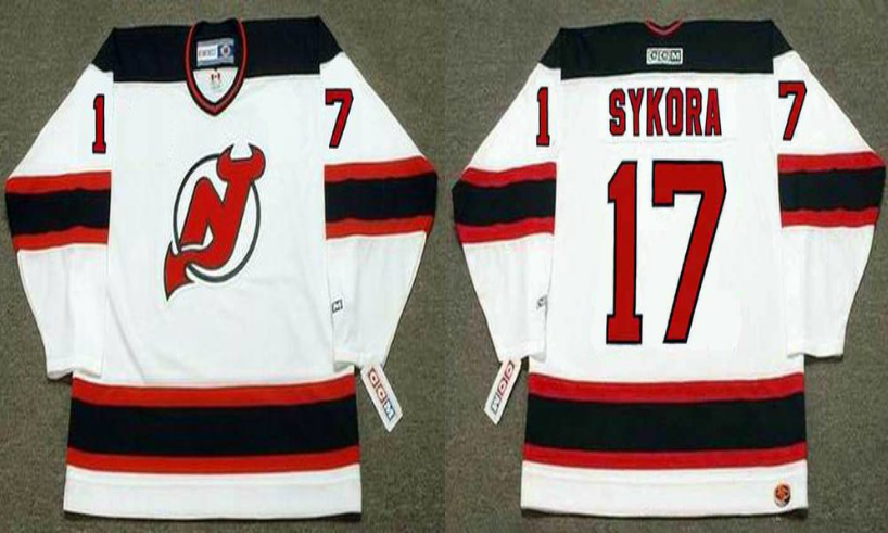 2019 Men New Jersey Devils #17 Sykora white CCM NHL jerseys->new jersey devils->NHL Jersey